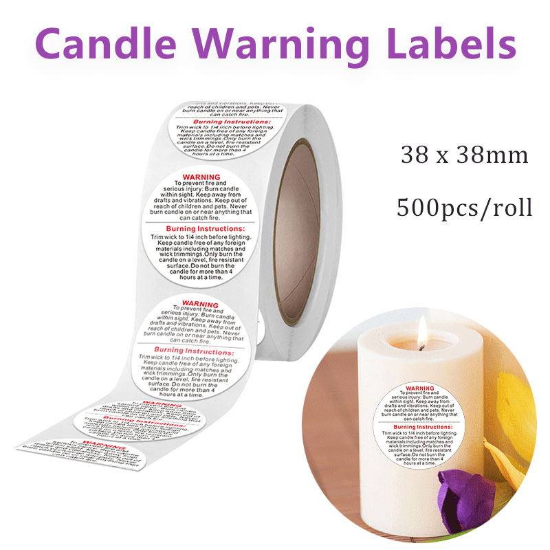 Candle Warning Label - 500/1000 шт. предупреждающие этикетки для свечей