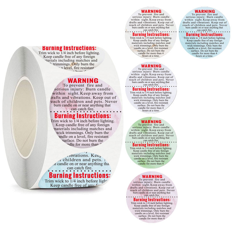 Candle Warning Label - 500 шт. предупреждающих этикеток для свечей