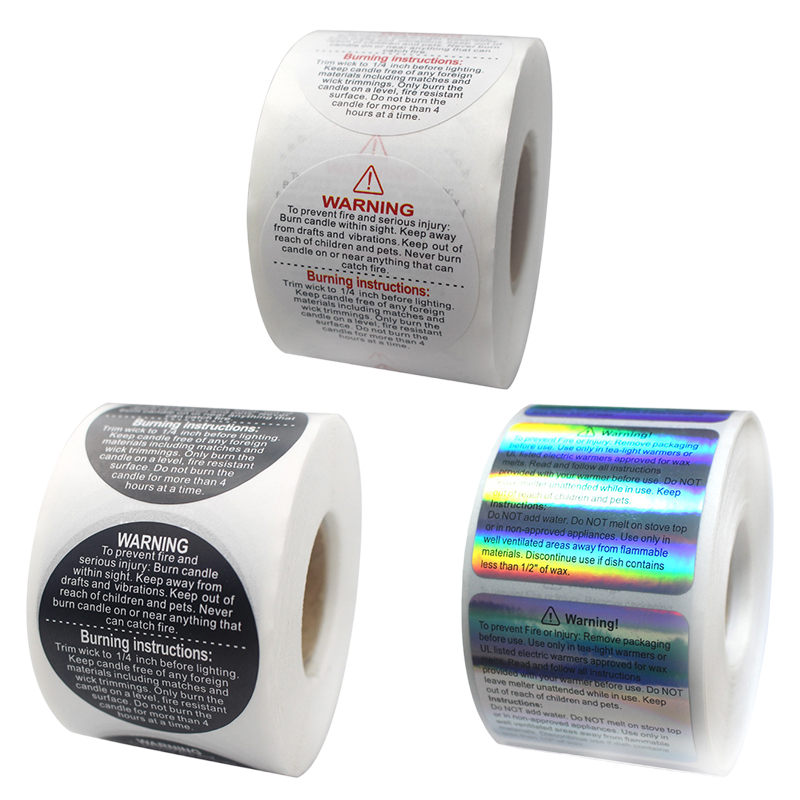 Candle Warning Label - 500 шт. водонепроницаемые предупреждающие наклейки для