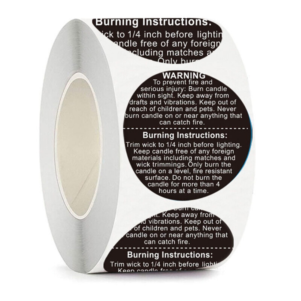 Candle Warning Label - Самоклеящиеся этикетки для банок с свечами,